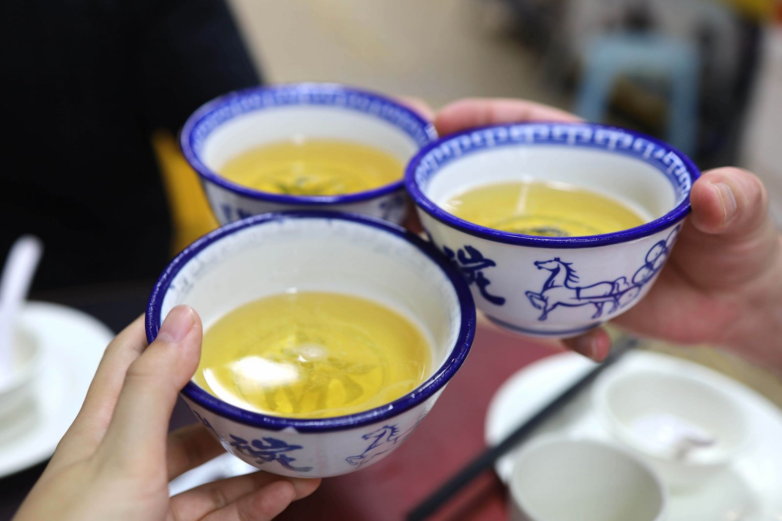 Beer is served in small bowls